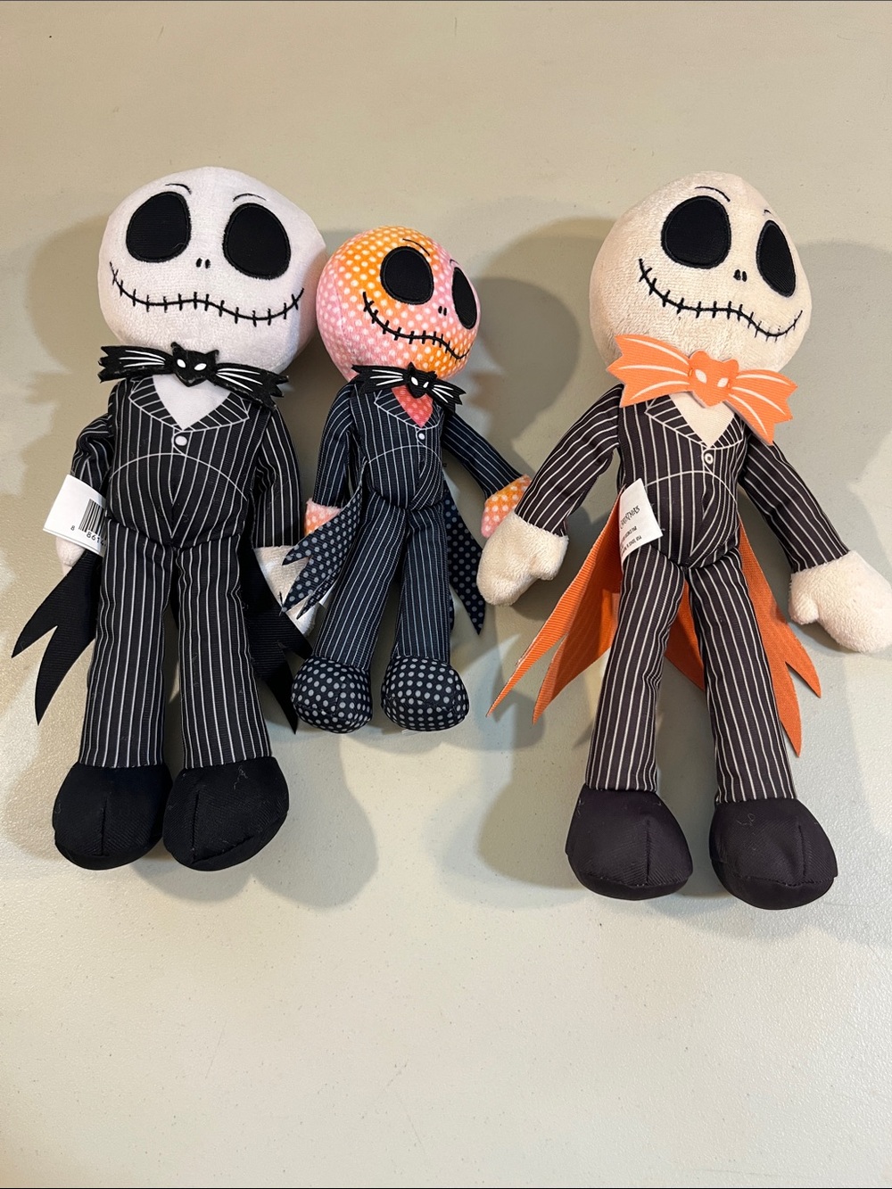 Disney Jack Skellington Plush Trio in Black, Orange, Pink